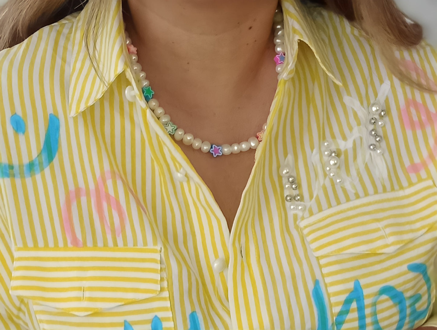 Pearl Necklace and Colorful Stars