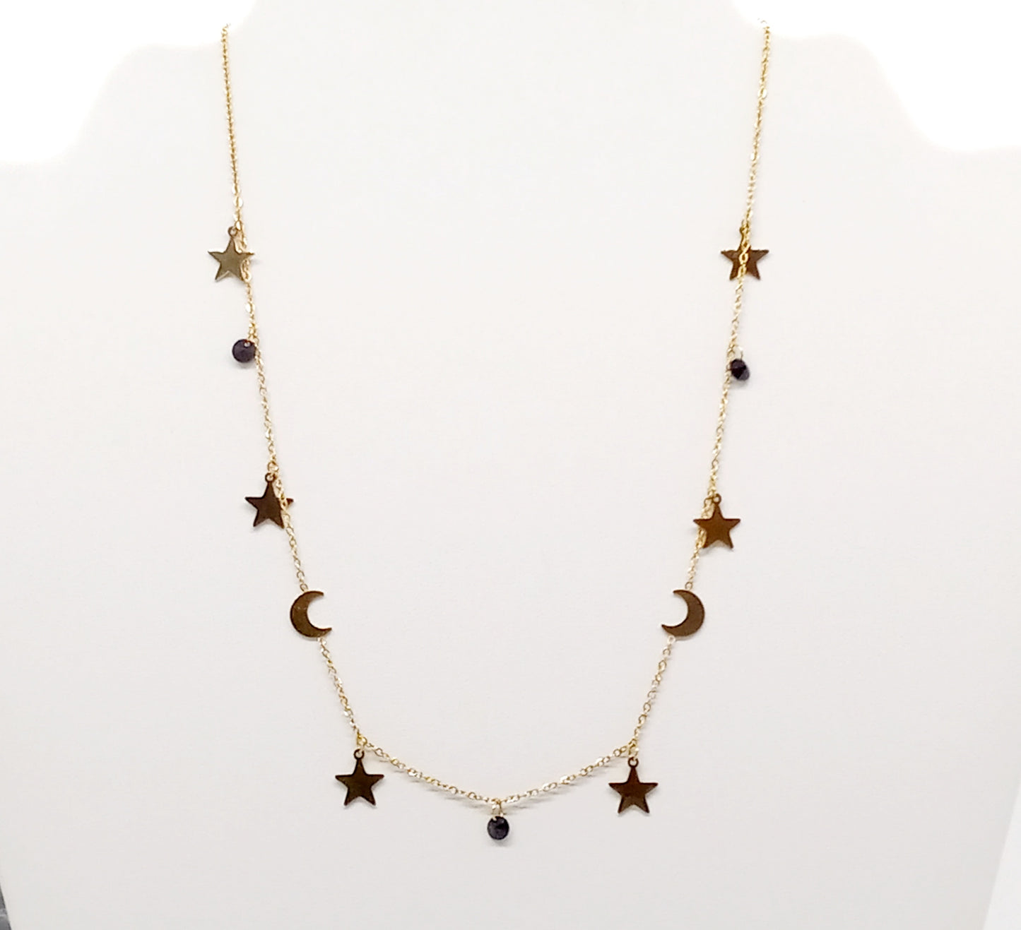 Gold Necklace Stars and Moons