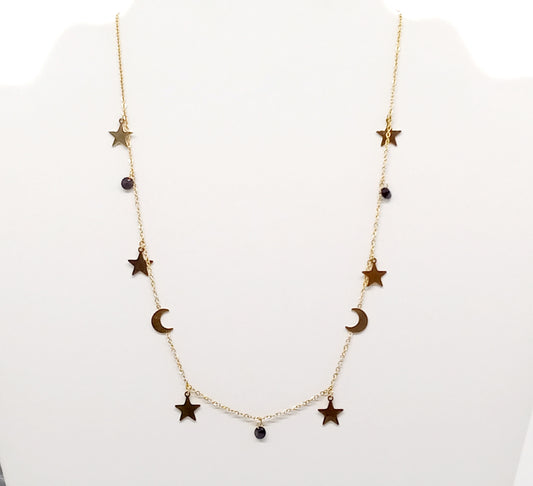 Gold Necklace Stars and Moons