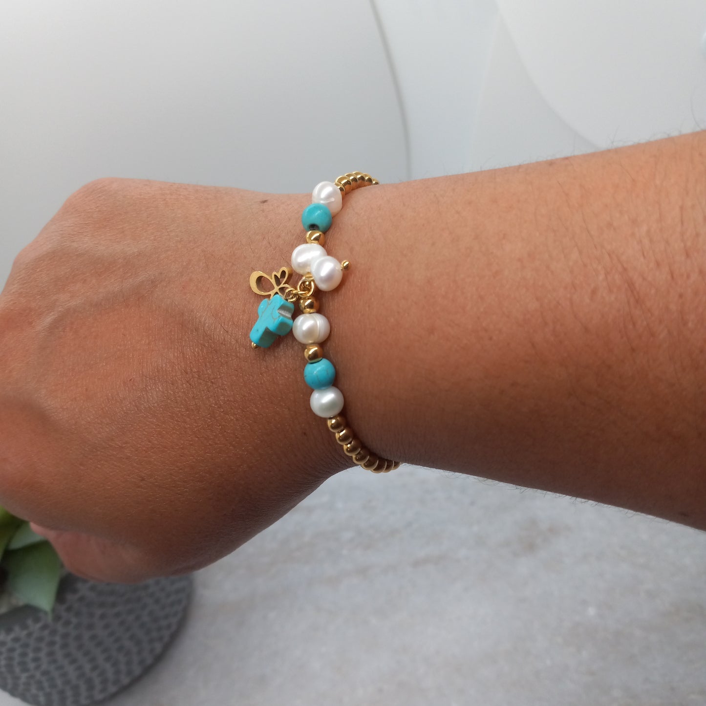 Bracelet Pearl & Cross