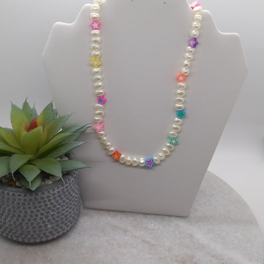 Pearl Necklace and Colorful Stars