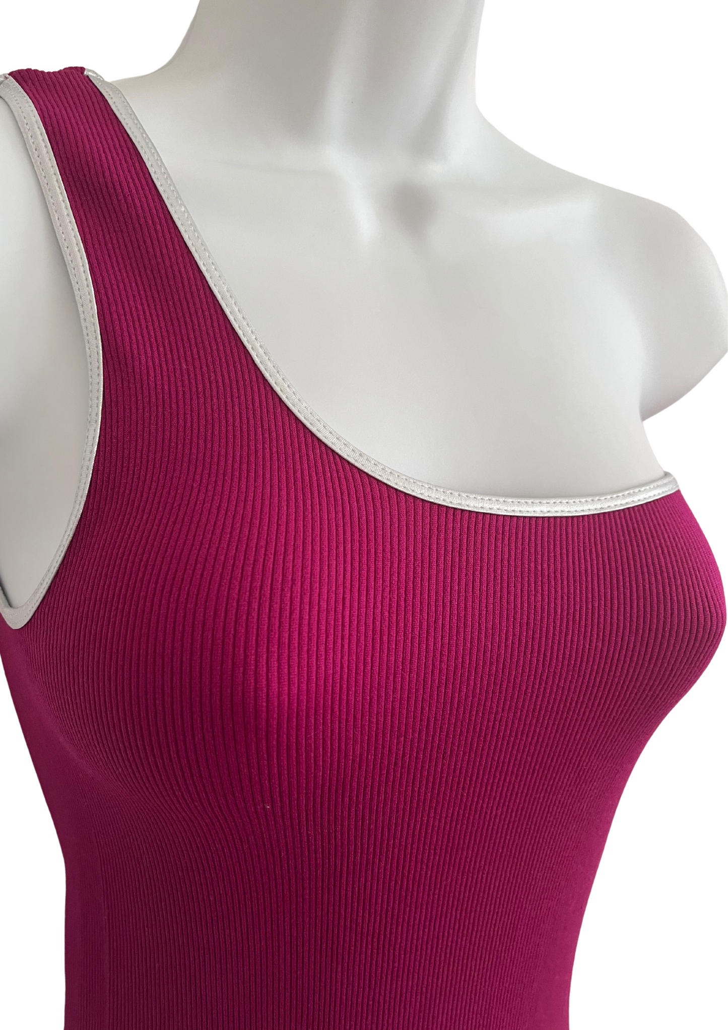 One Shoulder Magenta Top